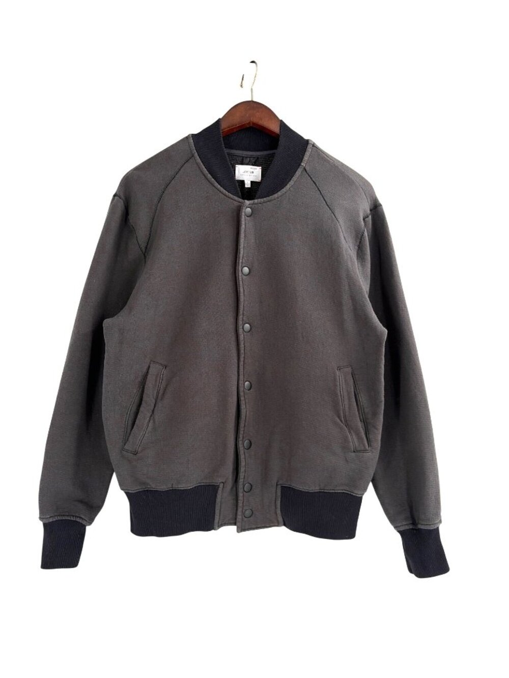 Joe's Collection Black Terry Letterman Bomber Jacket Mens Small Rocker Grunge